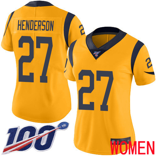 Los Angeles Rams Limited Gold Women Darrell Henderson Jersey NFL Football #27 100th Season Rush Vapor Untouchable